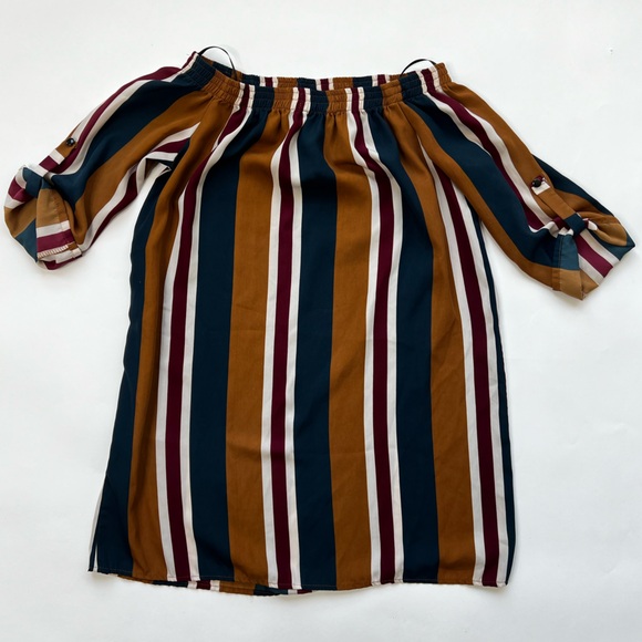 Summer Striped Off The Shoulder Dress Midi Dark Pastel Gingham Babydoll Mini Mom - Picture 3 of 17